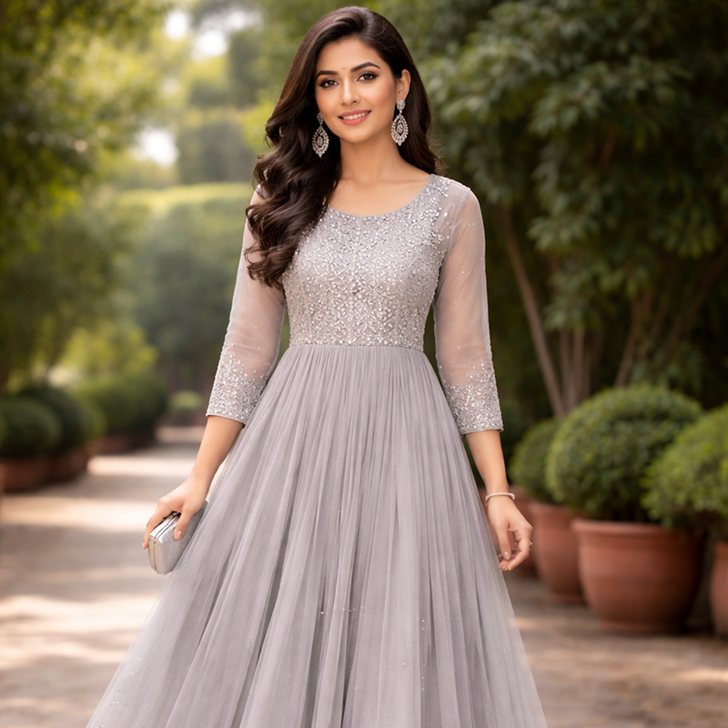 Gray Party Wear Kurtis