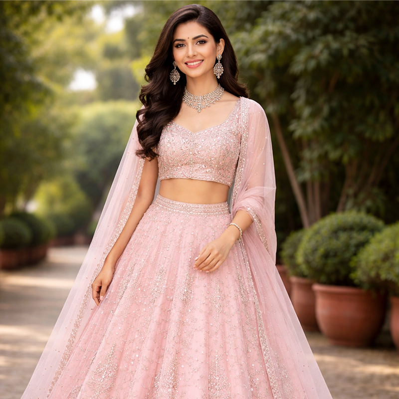 Pink lehenga Choli